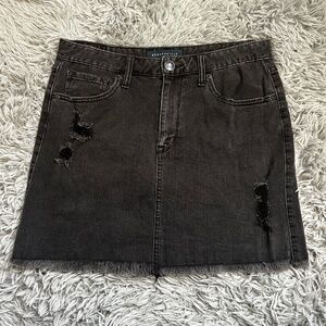 Aeropostale Black Distressed Denim Mini Skirt | Size 6